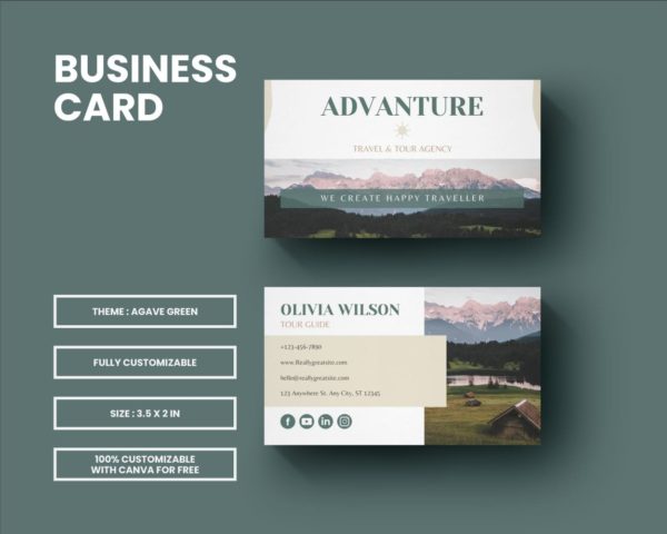 business card template for travel nature outdoor business