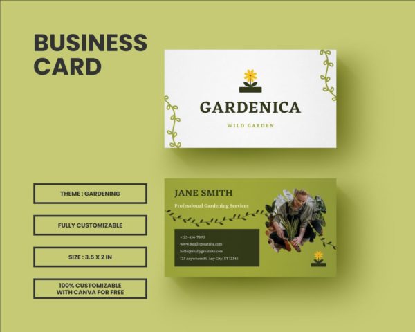 business card template for gardening business