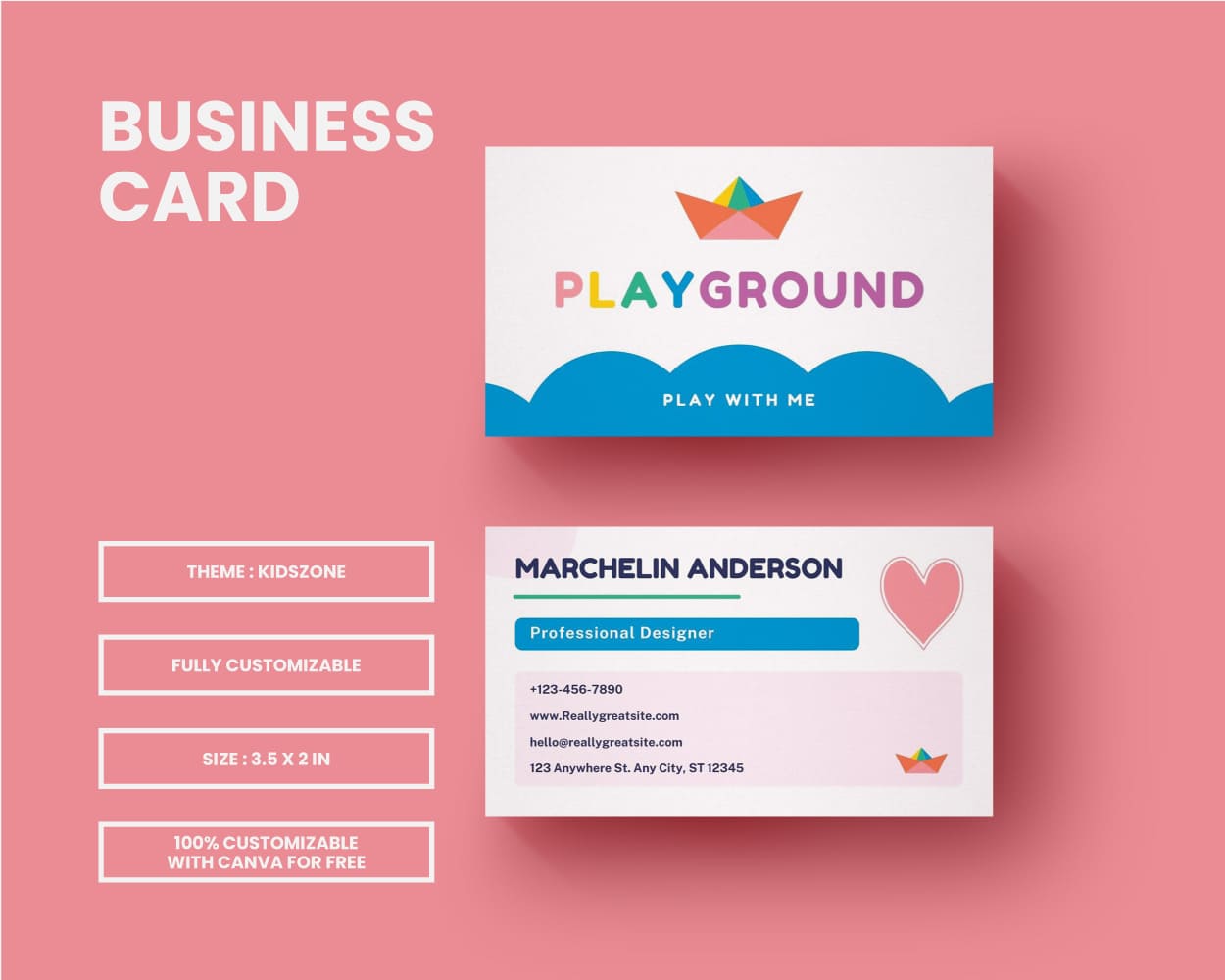 business card template for kid party business