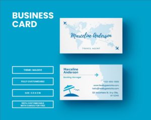 business card template for travel and beach business