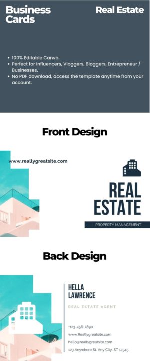 template business card for real estate editable canva