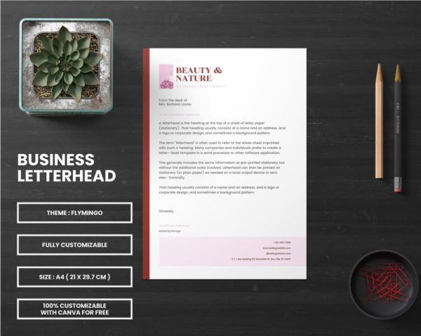 canva letterhead template for beauty business