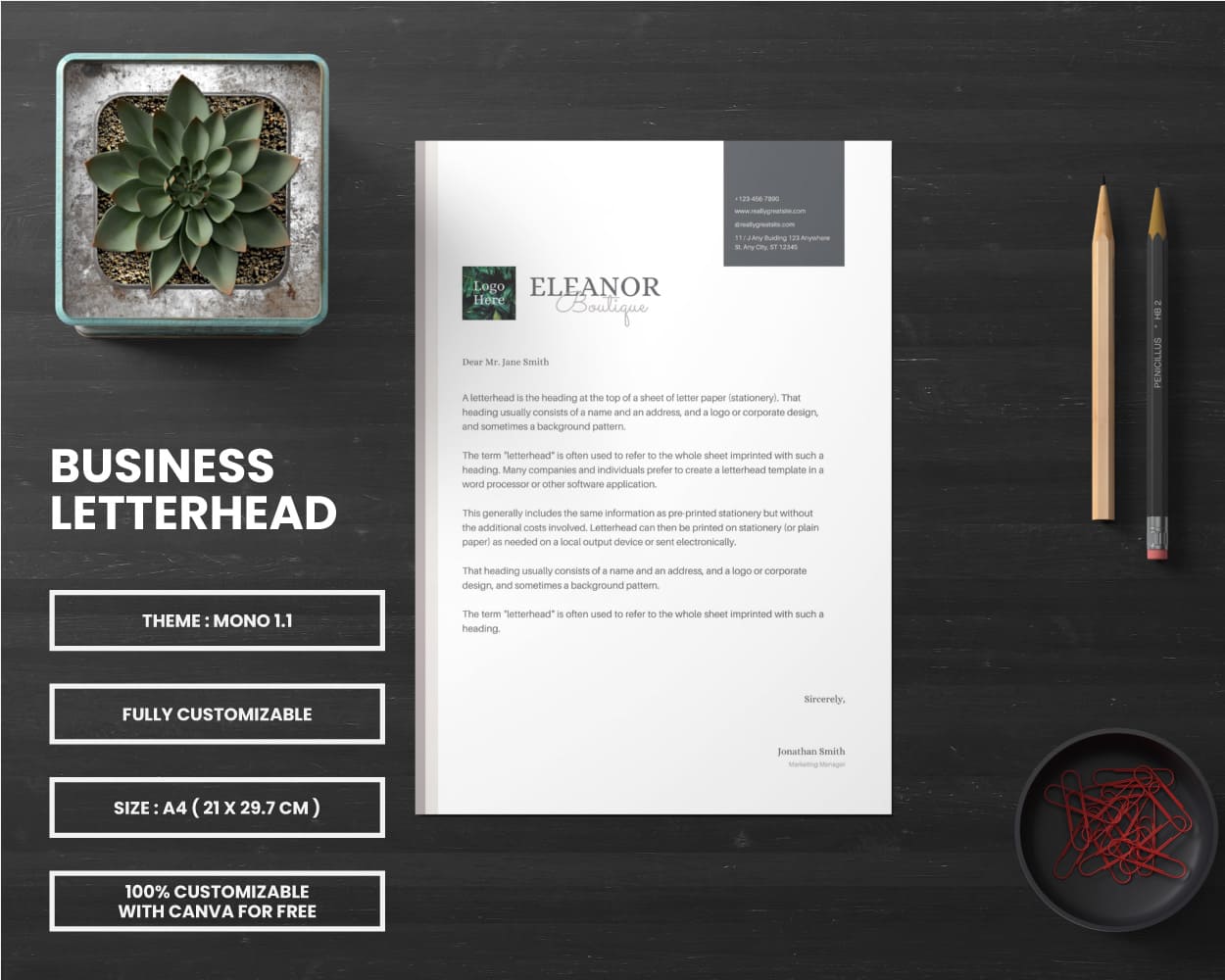 canva letterhead template for fashion business