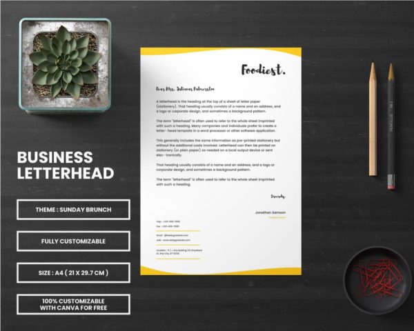 canva letterhead template for food business