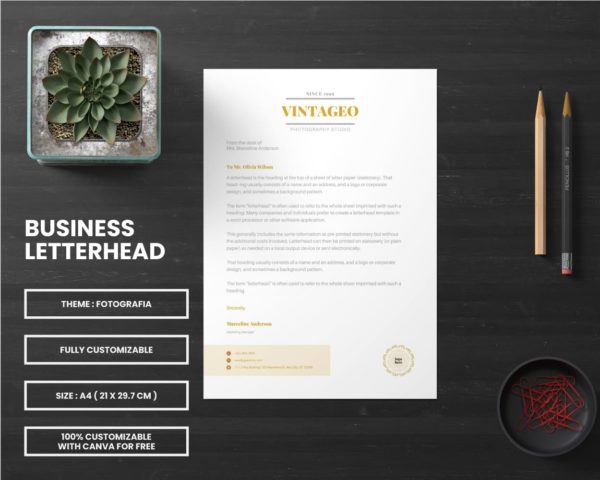 canva letterhead template for photography business